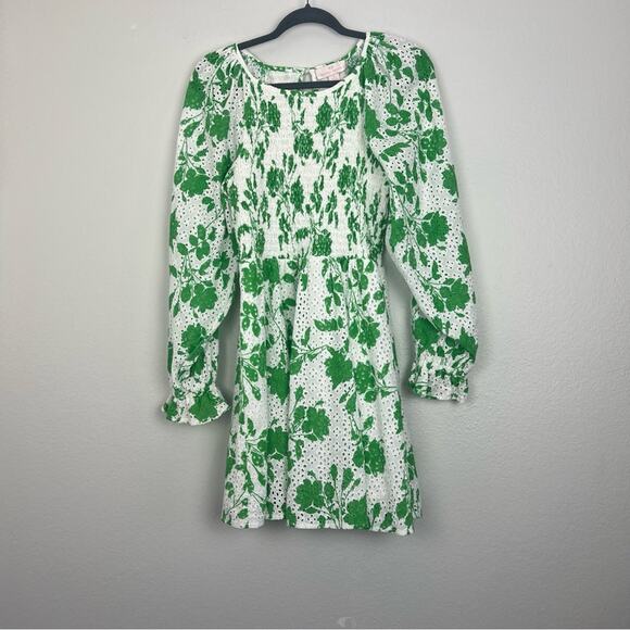 Rachel Parcell | Eyelet Smocked Green White Graden Party Dress Green White M - Picture 5 of 11